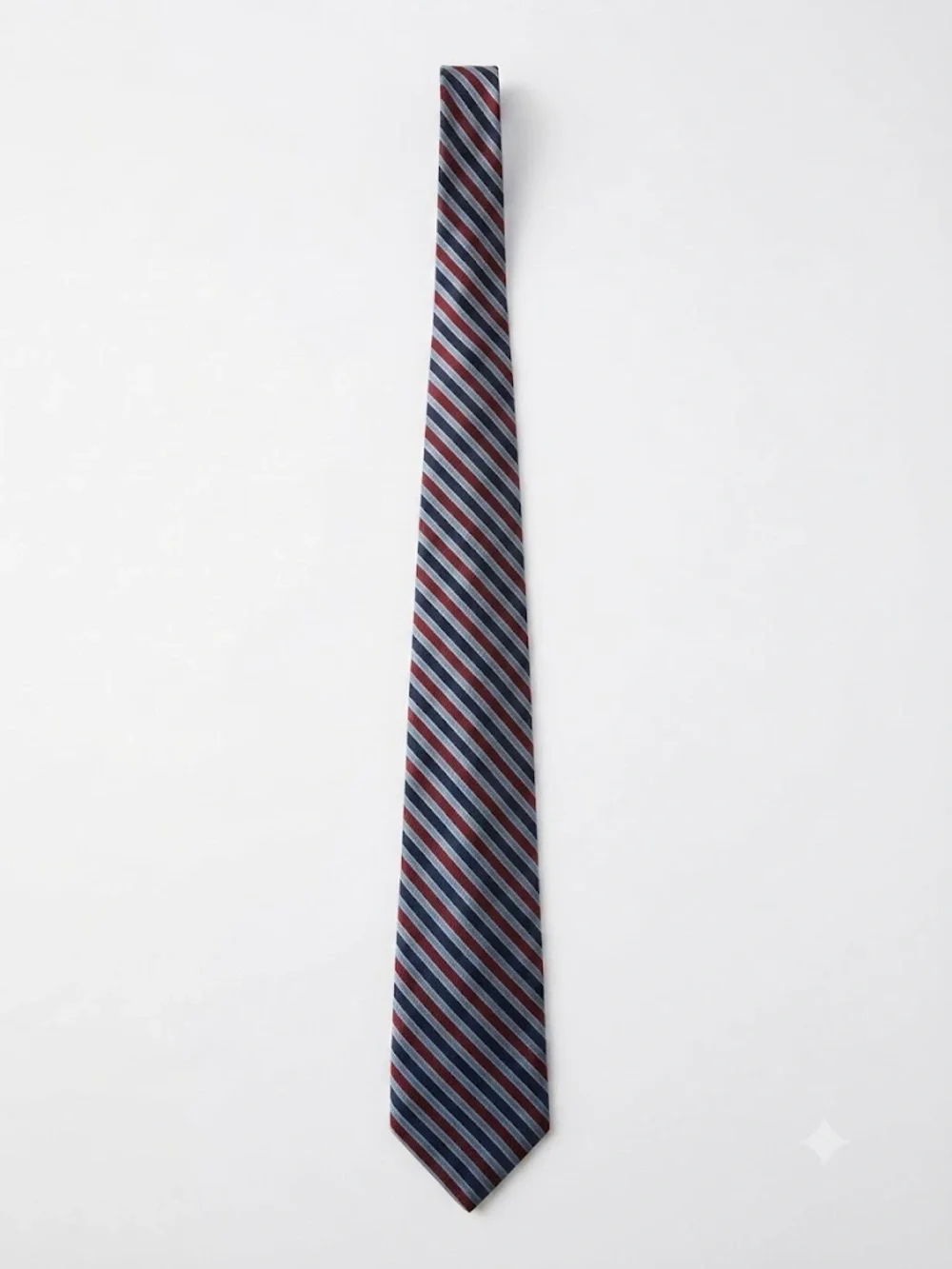 Classic Striped Silk Necktie Red, Navy Blue & Gold Diagonal Stripe Executive Tie